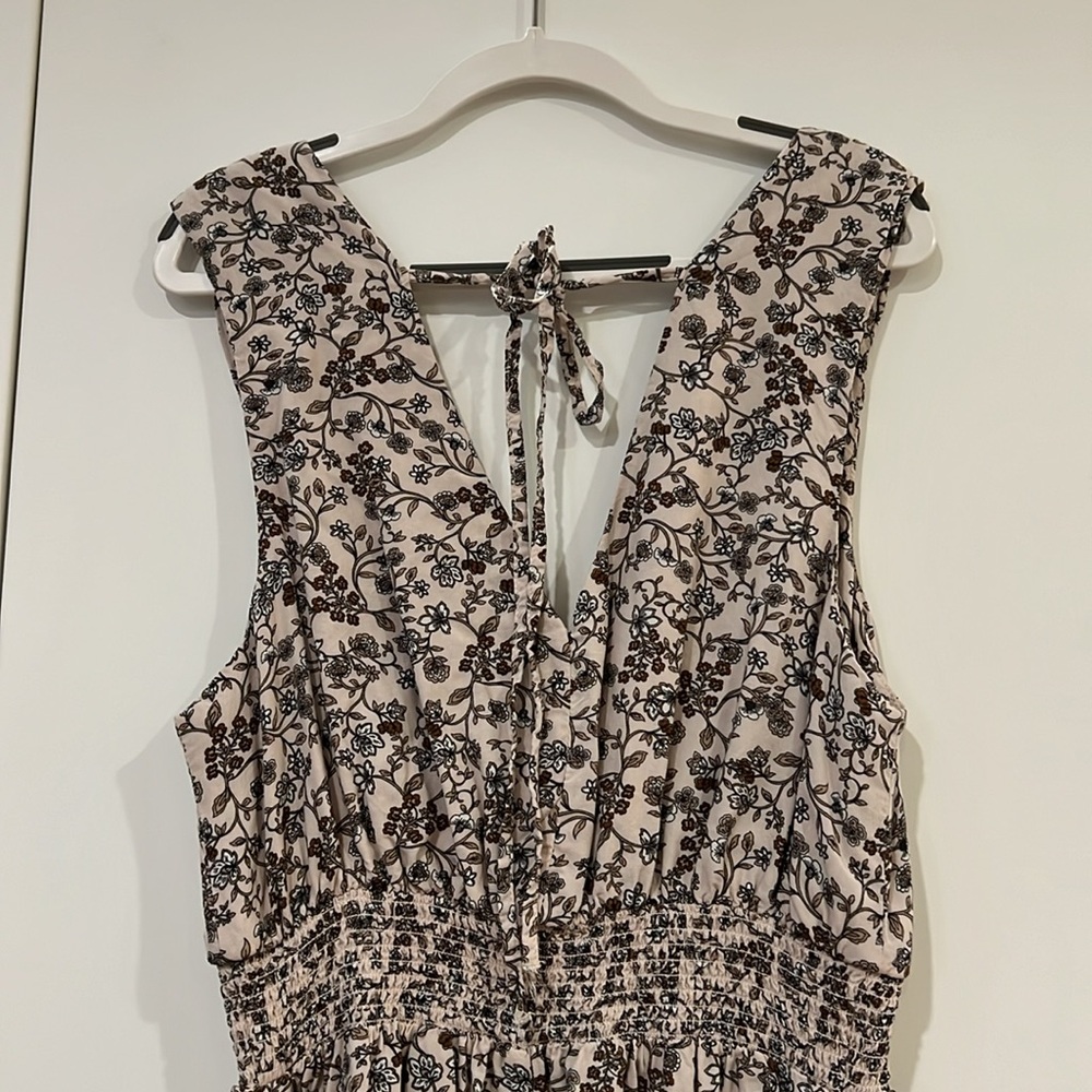 Old Navy Floral Midi Dress - Cream and Brown - Picture 5 of 11